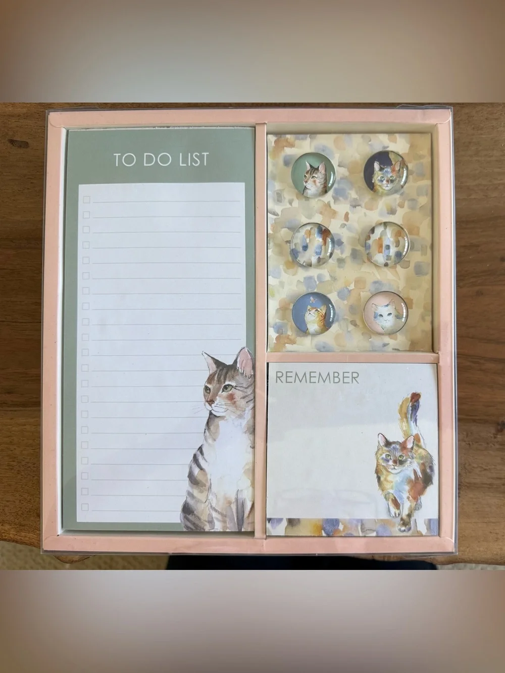 Cat Themed Notepad and Magnet Set